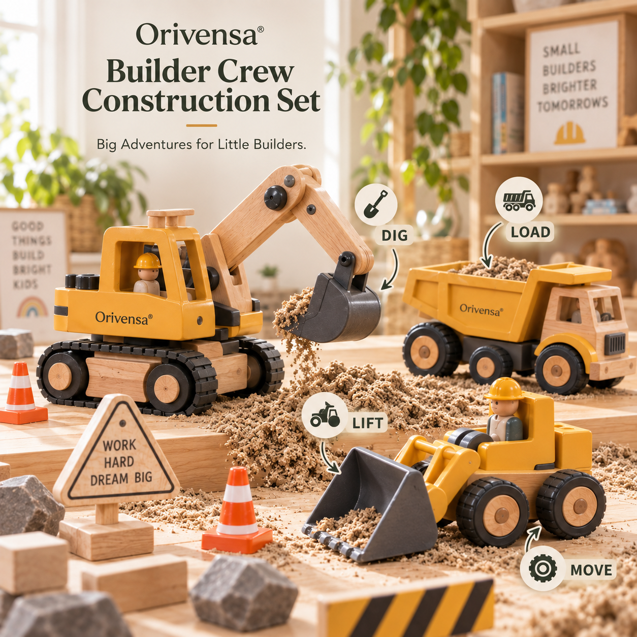 Orivensa® Builder Crew Construction Set 🚜