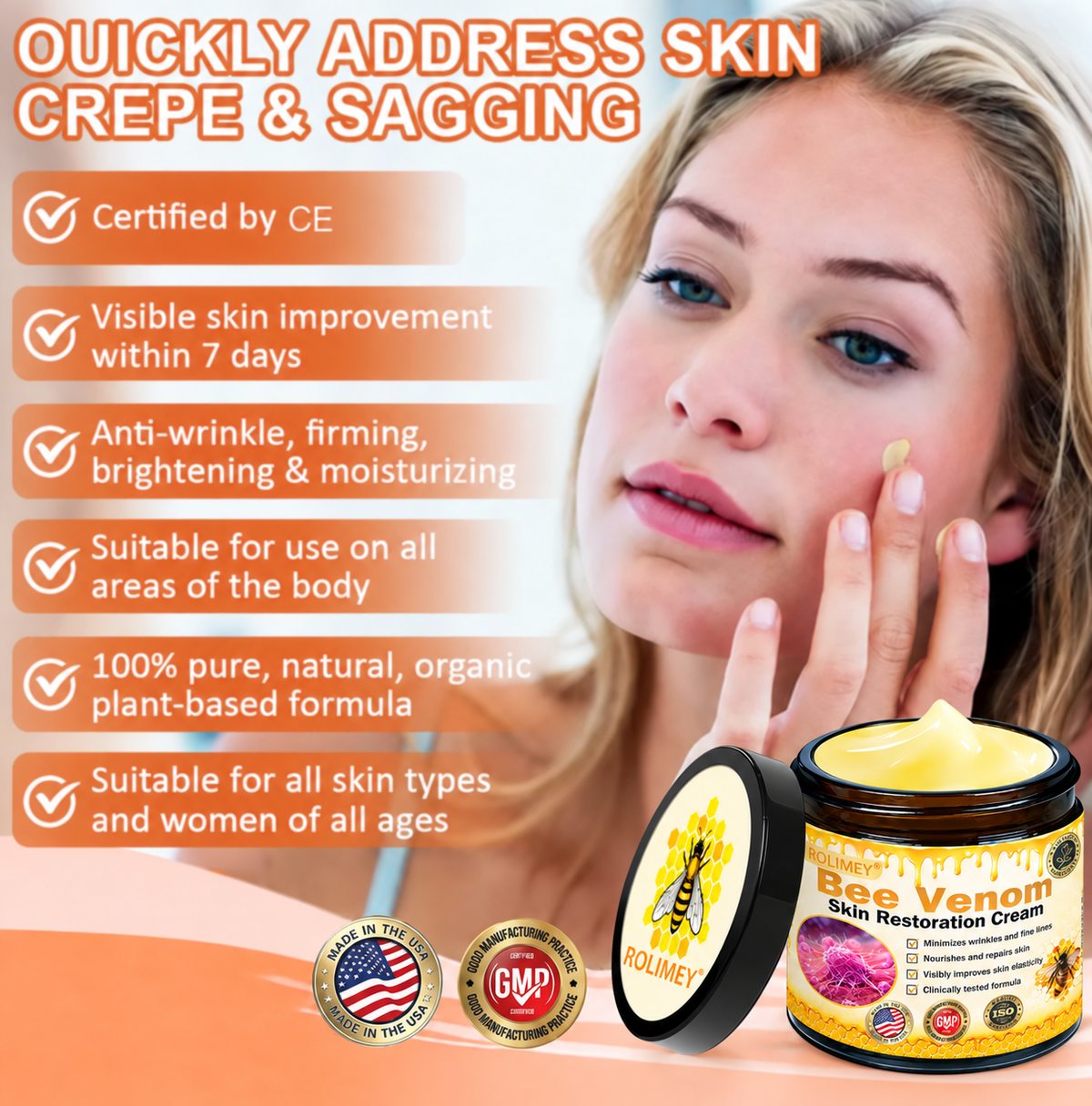 🌟Official Brand Shop丨Rolimey® 🐝Bee venom Pro Comprehensive Cream—Tightening for Skin Types